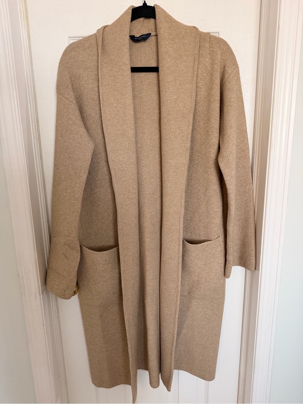 Denver Hayes Beige/Tan Open Front Long Cardigan